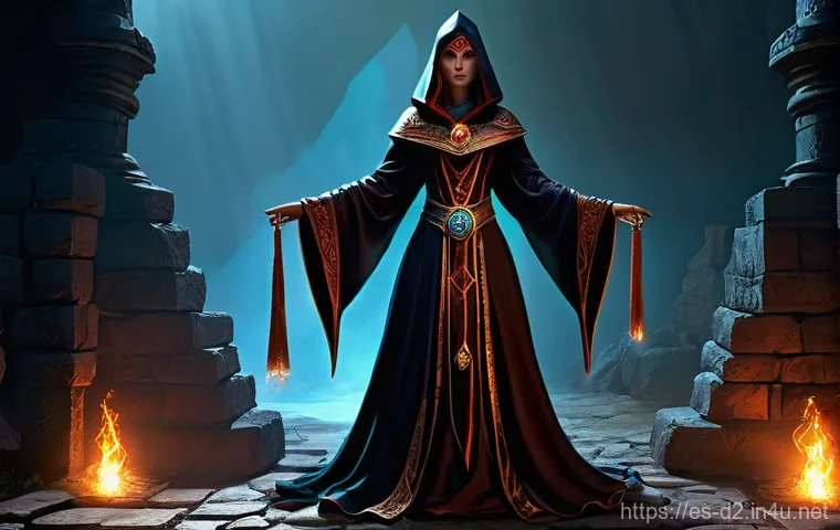 디아블로2 카우방 열기 - **Opening the Bovine Portal in Diablo II:** "A formidable Diablo II Sorceress, adorned in her ic...