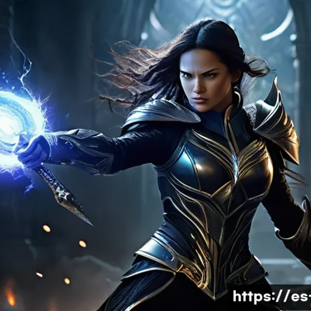 디아블로2 아마존 빌드 가이드 - **A fierce and agile Amazon Javazon, mid-combat, unleashing her Lightning Fury against a horde of gr...