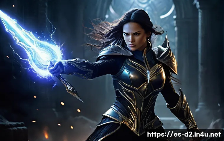 디아블로2 아마존 빌드 가이드 - **A fierce and agile Amazon Javazon, mid-combat, unleashing her Lightning Fury against a horde of gr...