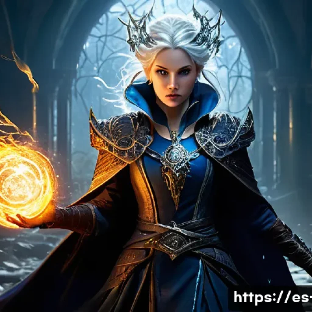 디아블로2 직업별 솔로 공략법 - **A Sorceress Unleashing Elemental Chaos in a Gothic Dungeon** A dynamic, full-body shot of a fe...