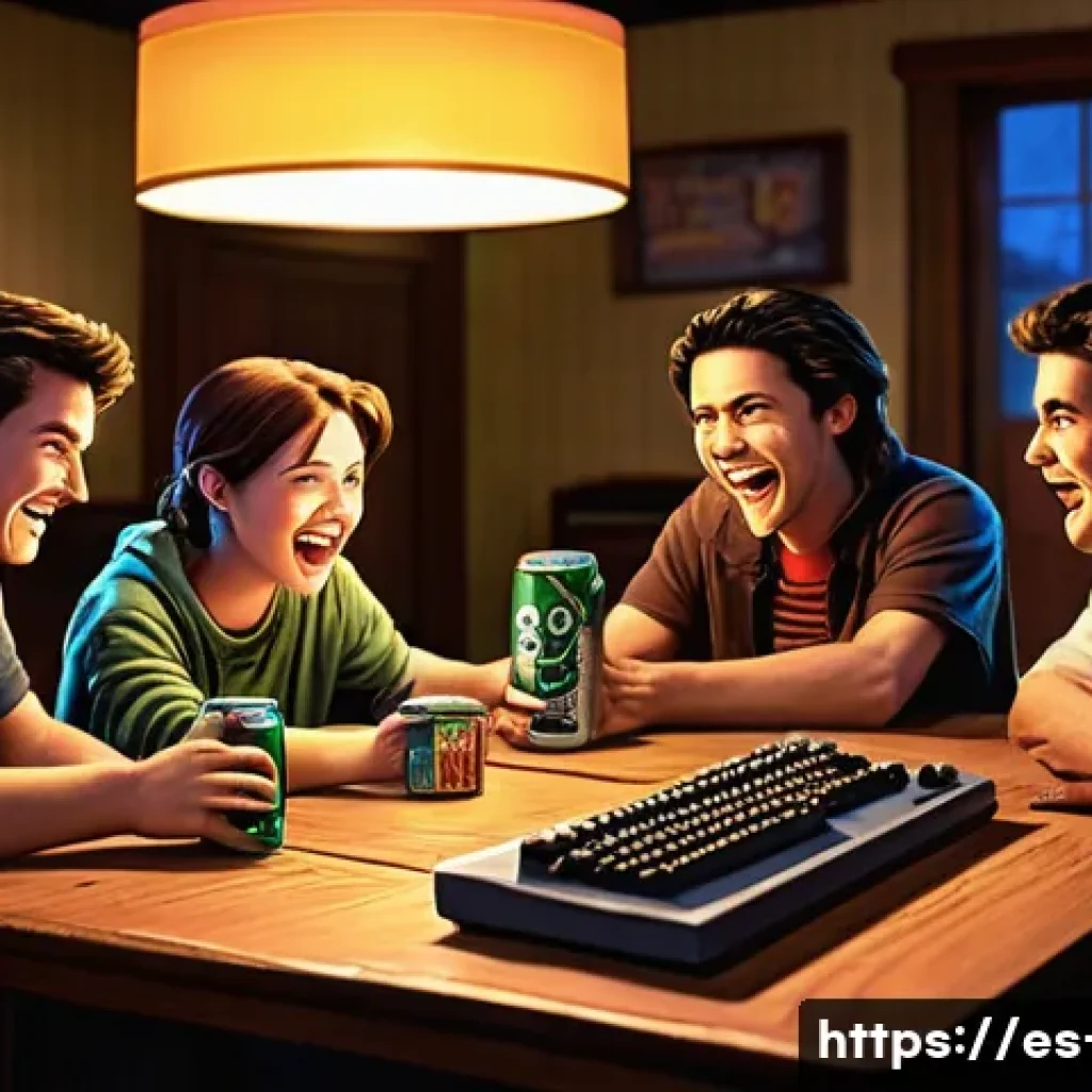 디아블로2 TCP IP 게임 연결 - **Prompt:** A vibrant, nostalgic scene depicting a group of four diverse friends, in their late teen...