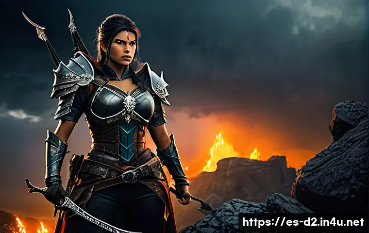 디아블로2 명예의 전당 탐방 - A dynamic scene depicting a legendary Diablo II Amazon archer in detailed fantasy armor, wearing pro...