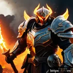 디아블로2 유닉 보스 특징 - A powerful video game boss unleashing a massive elemental fire explosion in a dark fantasy battlefie...