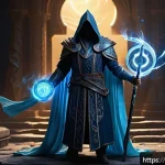 디아블로2 세트 효과 비교 - A powerful sorcerer character wearing the full Tal Rasha set, featuring intricate glowing robes ador...